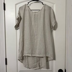 Terzo Millennio Linen Top Women’s Size Large Made In Italy Blouse Buttons Office